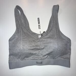 STEVE MADDEN Women's Ribbed Stretch Bralette heather grey, XL